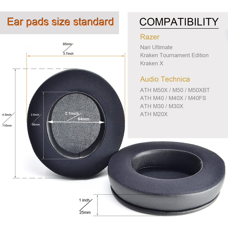 defean Nari Cooling-Gel Ear Pads defean Ear Cushion Foam Replacement Earpad Compatible with Razer Nari/Nari Ultimate/Nari Essential/Kraken Tournament Edition/Kraken Kitty/Kraken X ï¼ŒATH M50X / M40X - Image 2